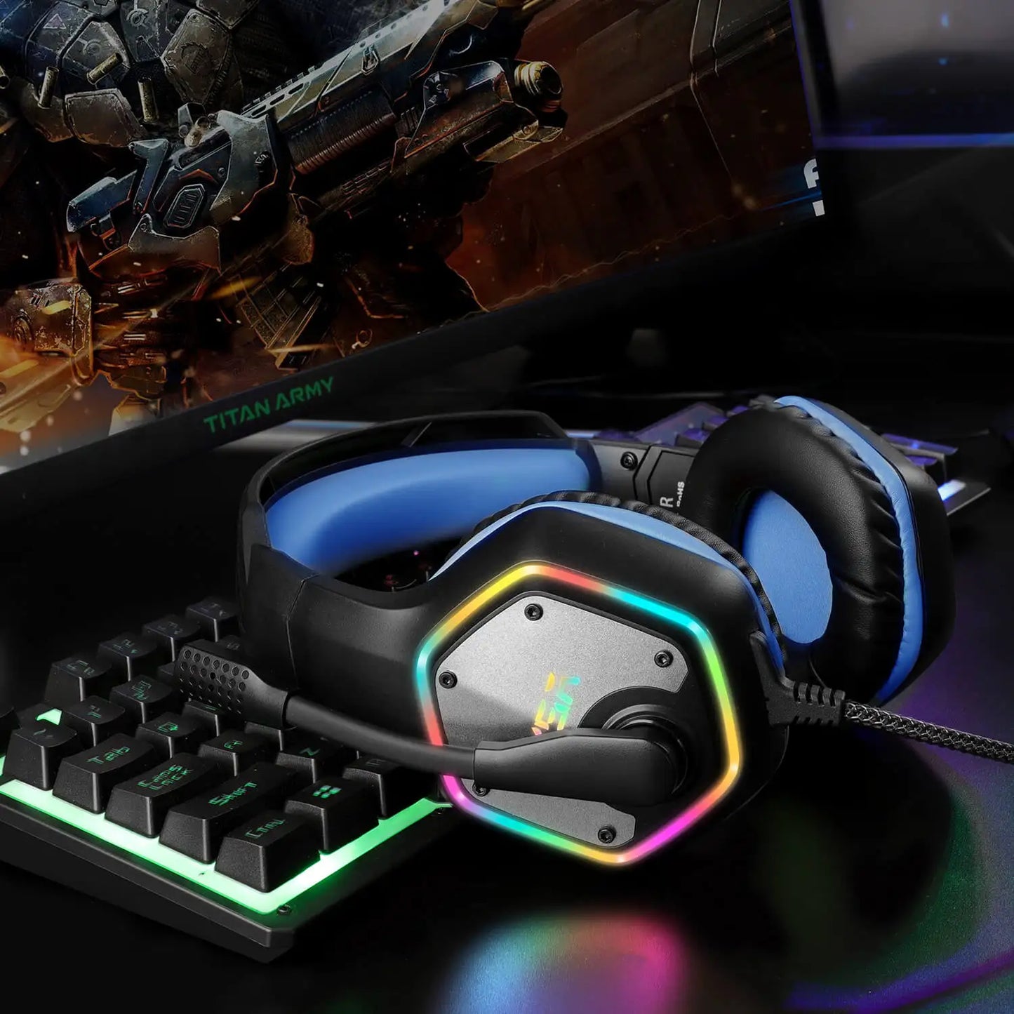 EKSA E1000 Gaming Headphones For PC/PS4/PS5 EKSA E1000 7.1 RGB Gaming Headset Gamer Noise Cancelling Mic