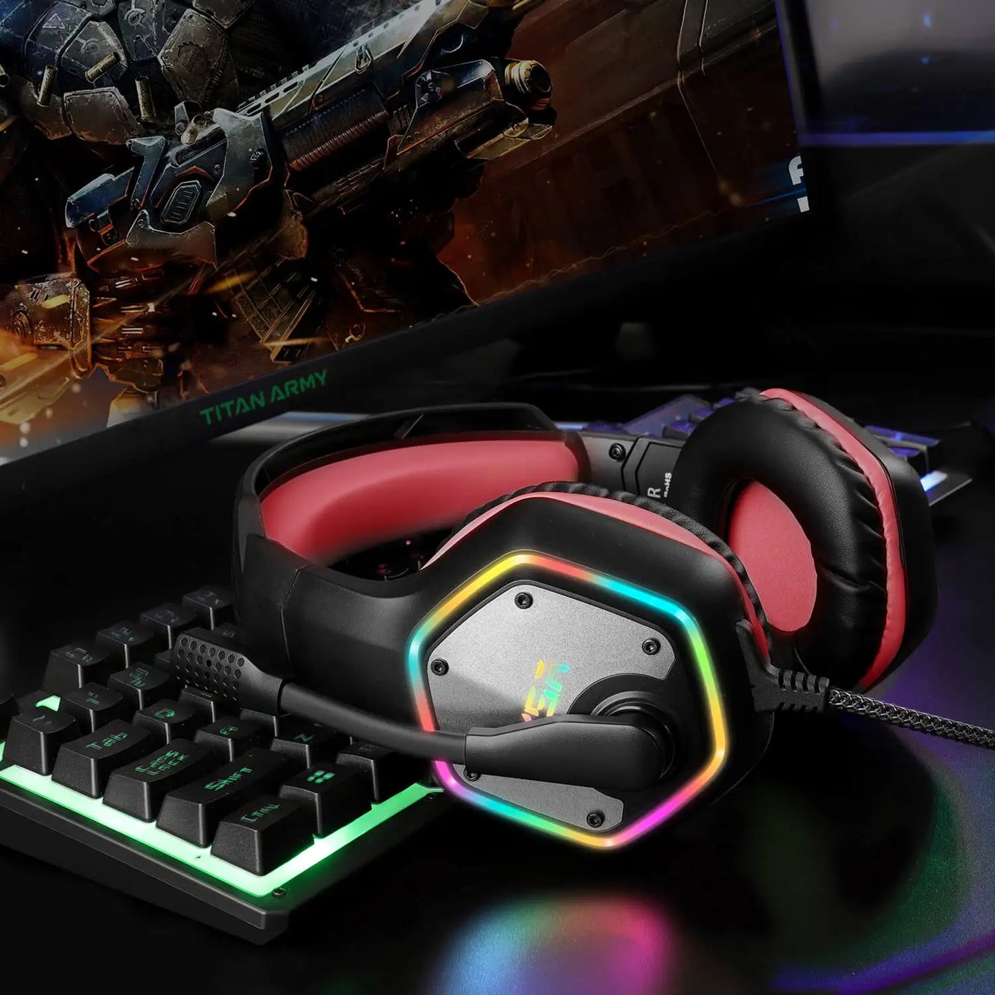 EKSA E1000 Gaming Headphones For PC/PS4/PS5 EKSA E1000 7.1 RGB Gaming Headset Gamer Noise Cancelling Mic