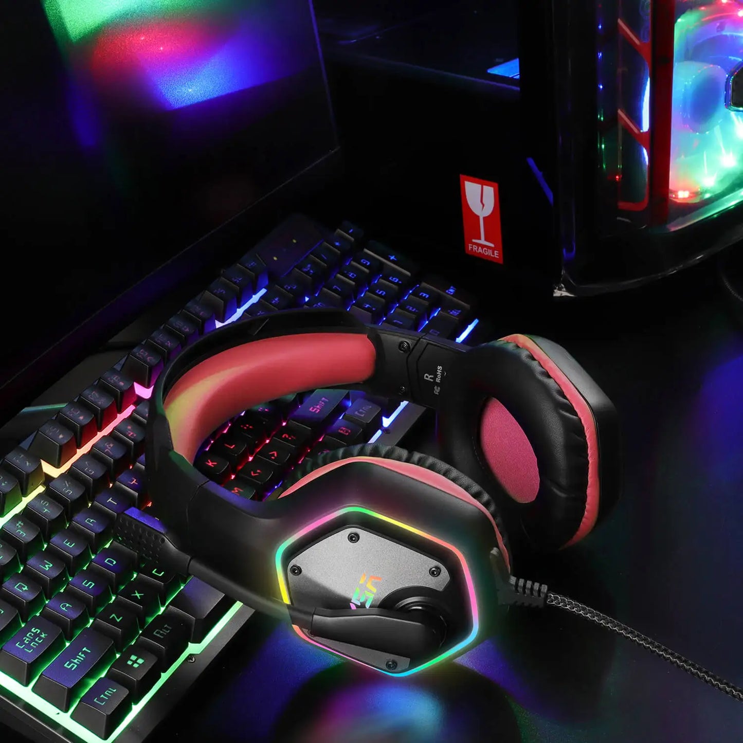 EKSA E1000 Gaming Headphones For PC/PS4/PS5 EKSA E1000 7.1 RGB Gaming Headset Gamer Noise Cancelling Mic