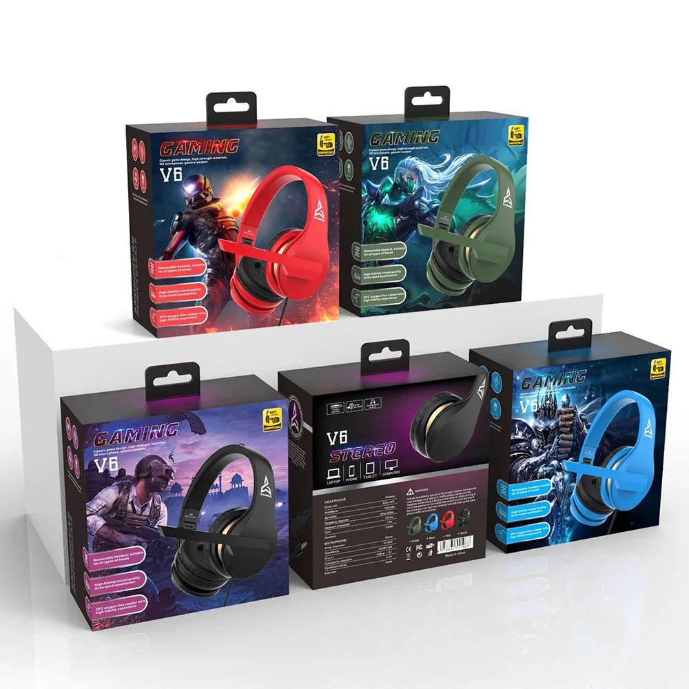 Foldable V6 Stero Gaming Headphone with Microphone Gaming headset For PS4 PC