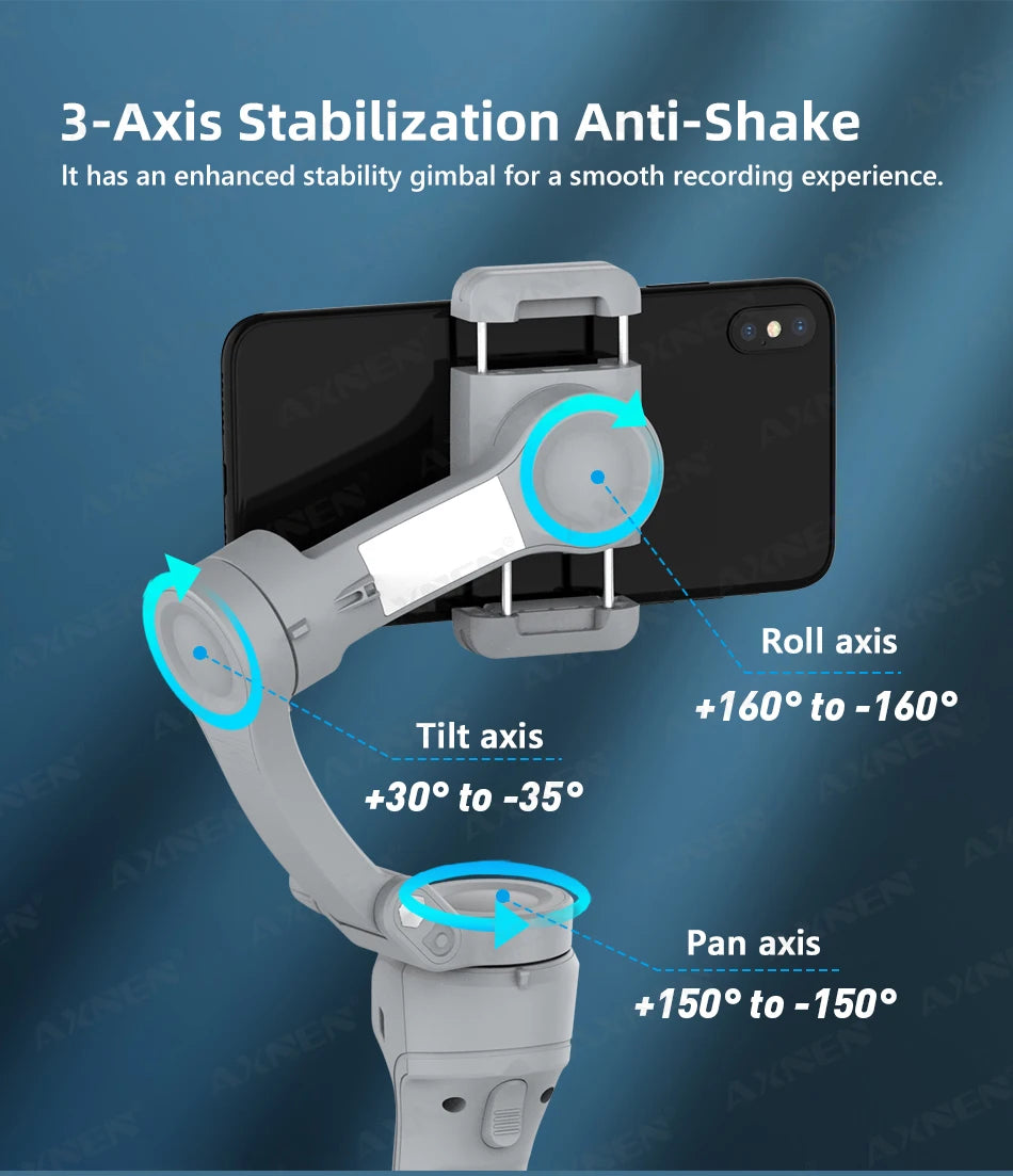 3 Axis Handheld Gimbal Stabilizer for Smartphone with Fill Light for iPhone Android