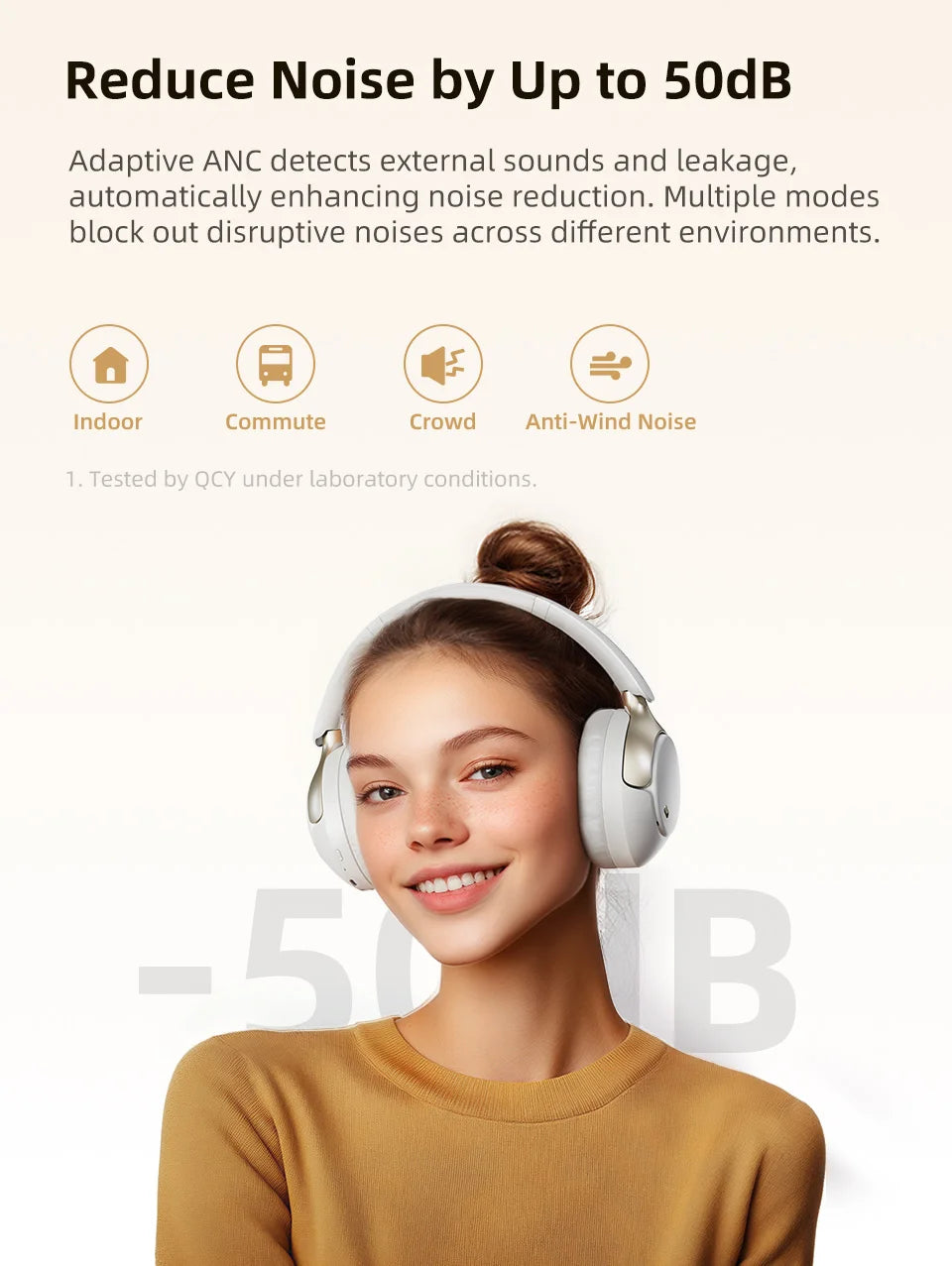 QCY H3 Pro ANC Wireless Headphone 50dB Noise Canceling