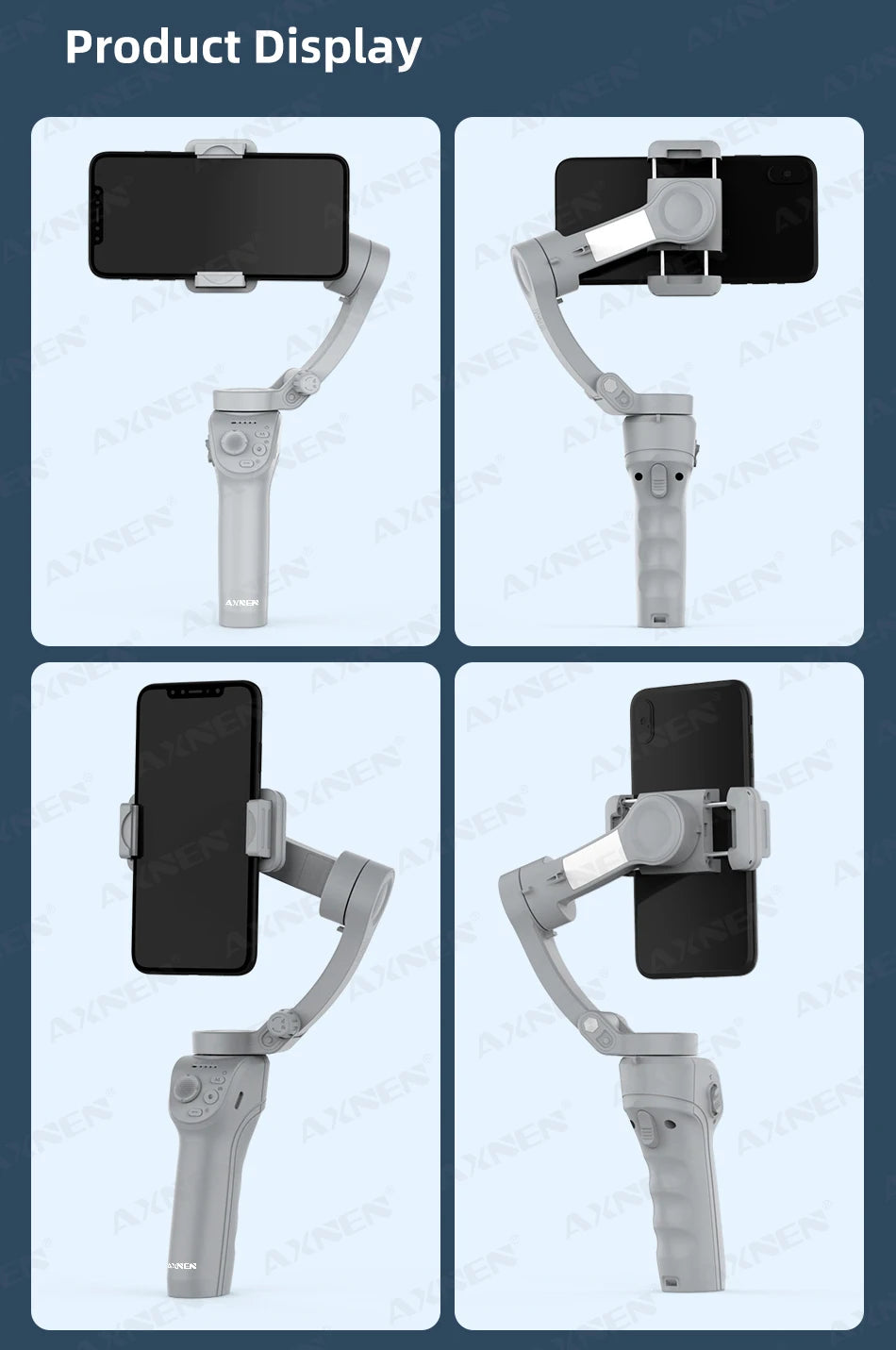3 Axis Handheld Gimbal Stabilizer for Smartphone with Fill Light for iPhone Android