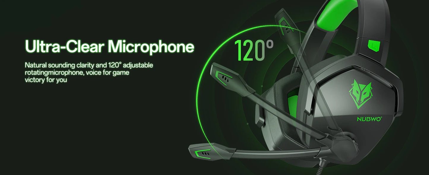 NUBWO N16 Gaming Headset - Noise Canceling Mic and Comfortable Design GamIng Headphones for PS5, PS4, Xbox One