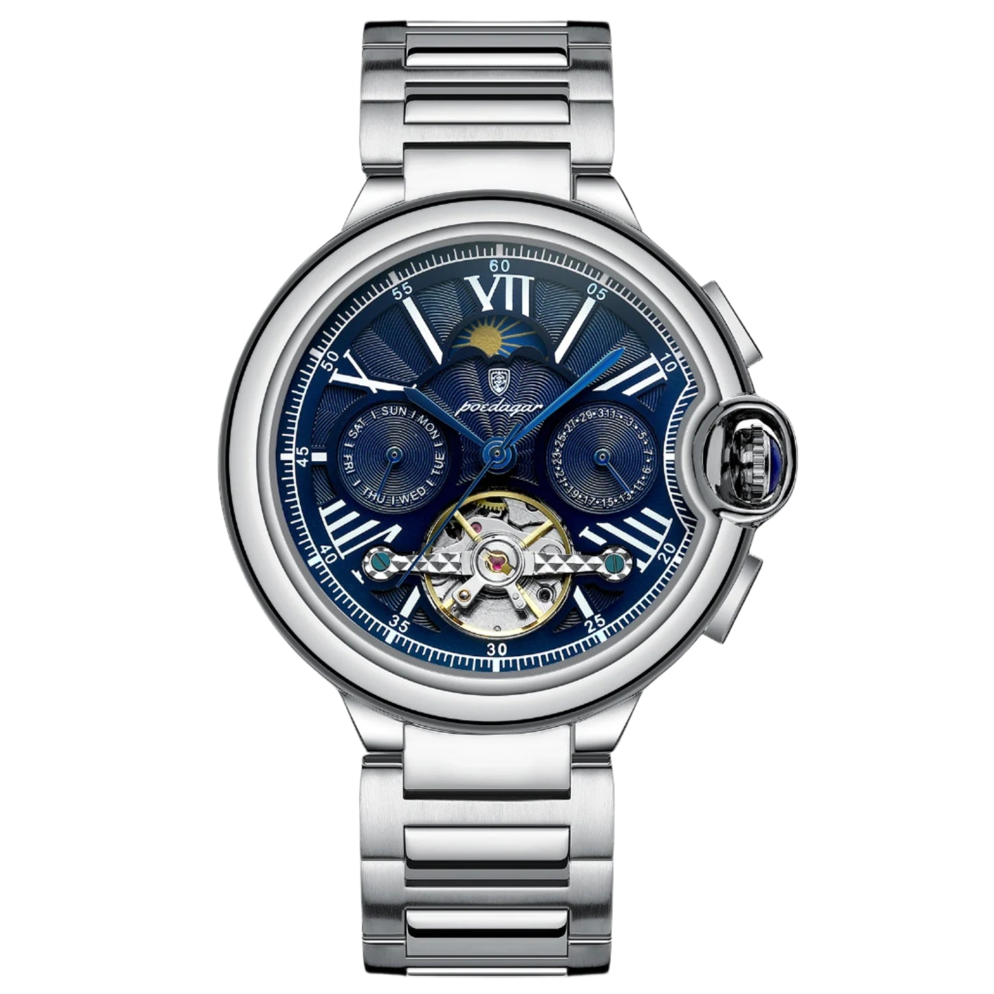 Luxury Man Watch Waterproof Date Week Stainless Steel Men's Watches