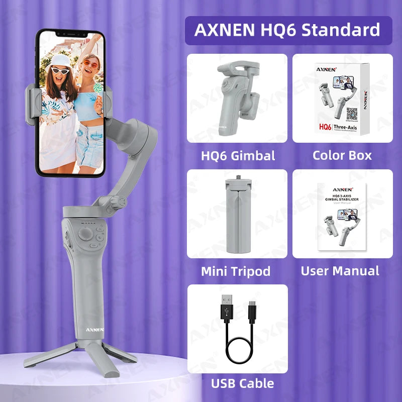 3 Axis Handheld Gimbal Stabilizer for Smartphone with Fill Light for iPhone Android