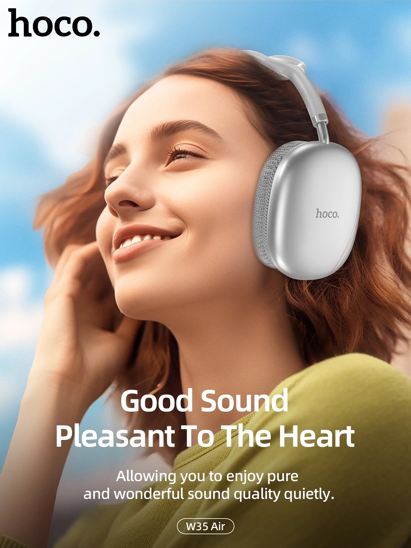 HOCO W35 Air Upgrade Wireless Bluetooth 5.3 Music Headphone Mic Driver 45H