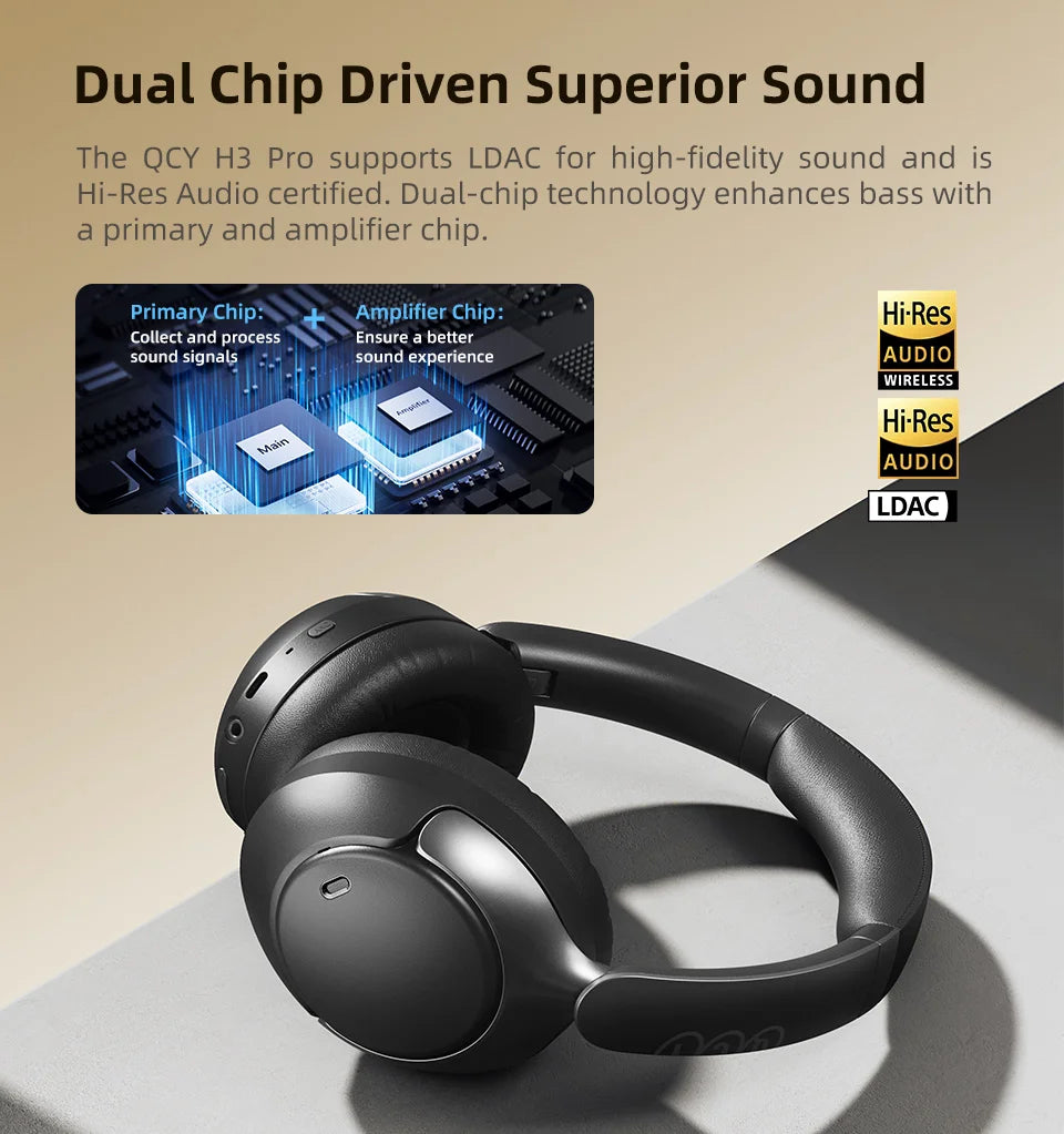 QCY H3 Pro ANC Wireless Headphone 50dB Noise Canceling