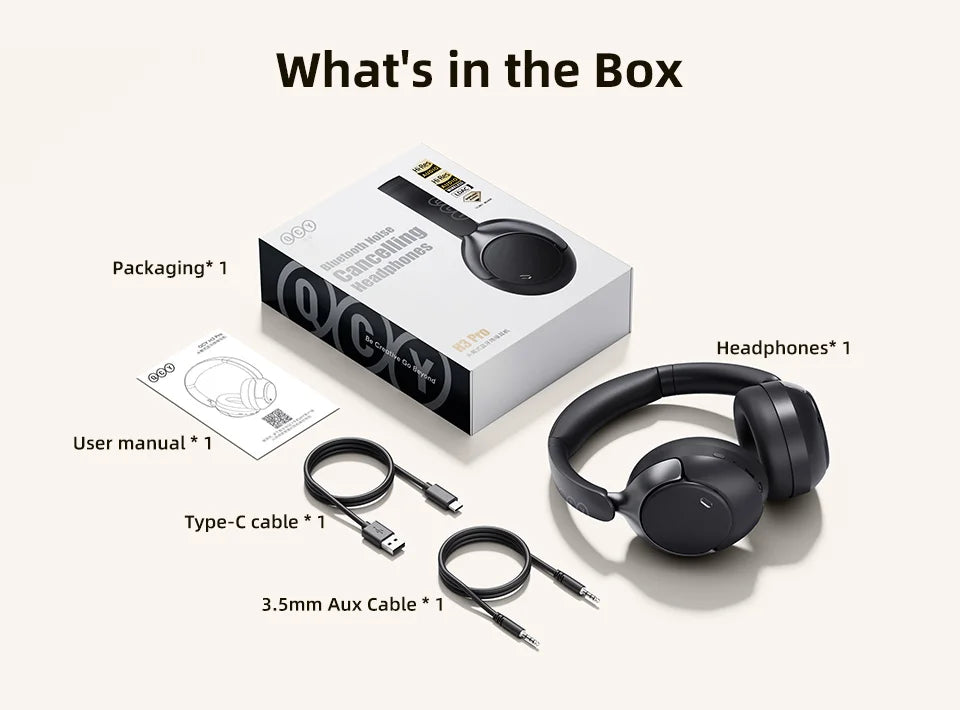 QCY H3 Pro ANC Wireless Headphone 50dB Noise Canceling