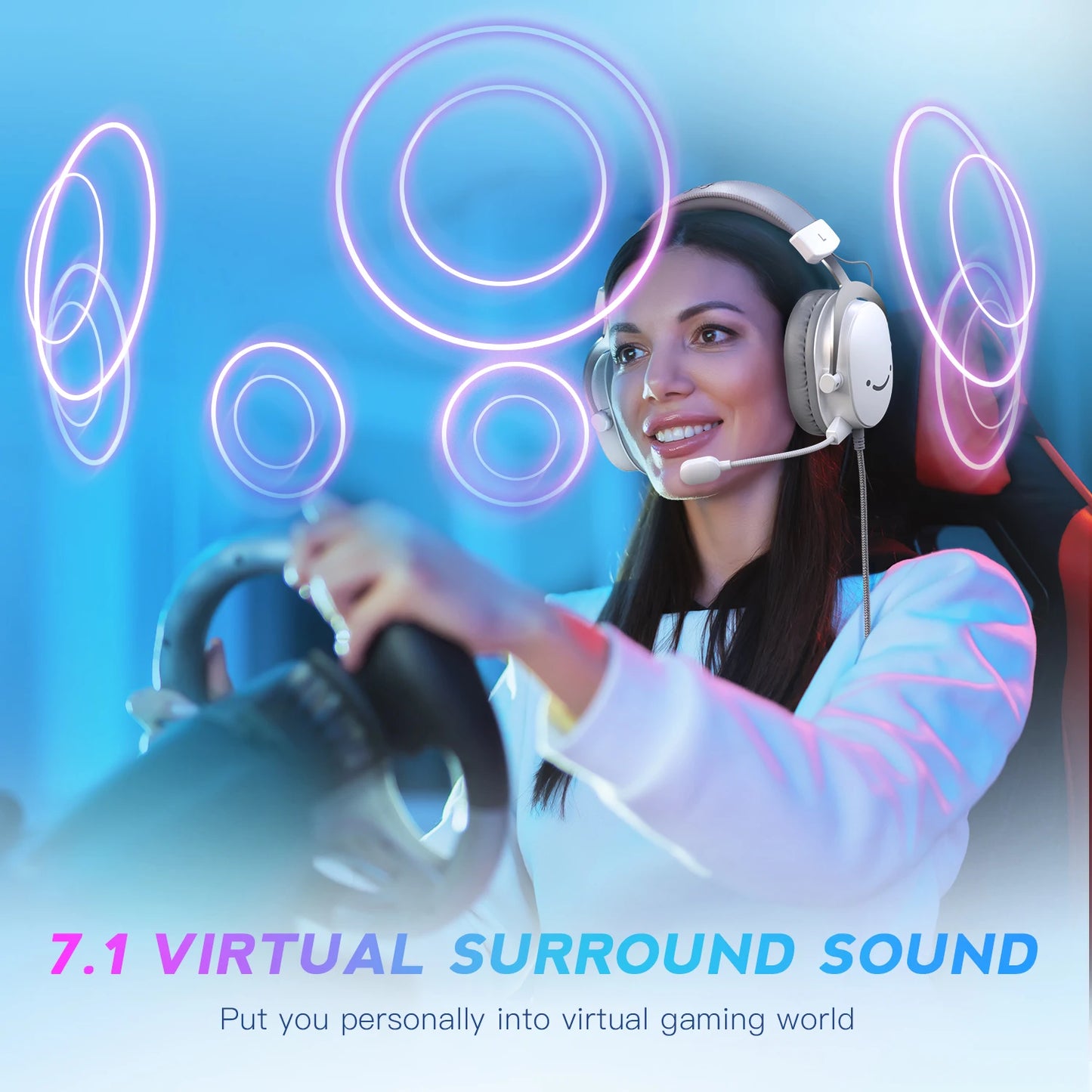 FIFINE USB Gaming Headset with 7.1 Surround Sound/3.5mm Jack Headphone for PC PS4/5 Xbox Ampligame H9W