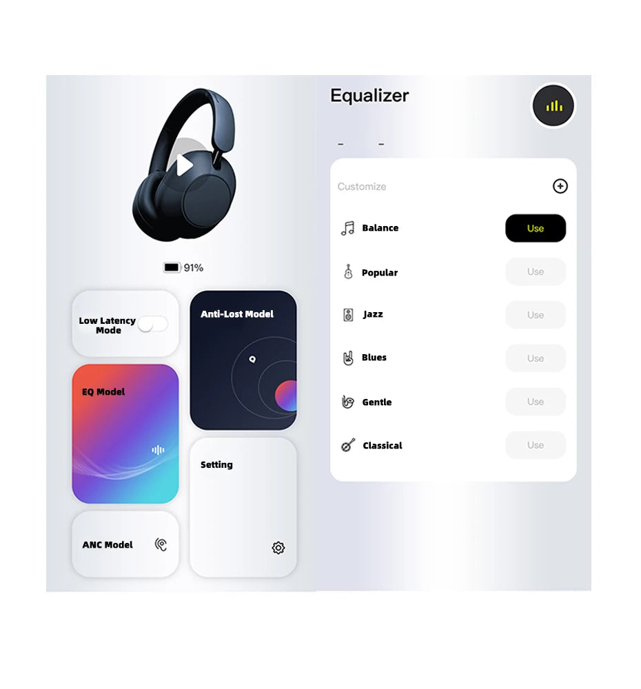 Picun F6 Active Noise Cancelling Wireless Headphones Head Tracking 3D Audio 40mm APP Control