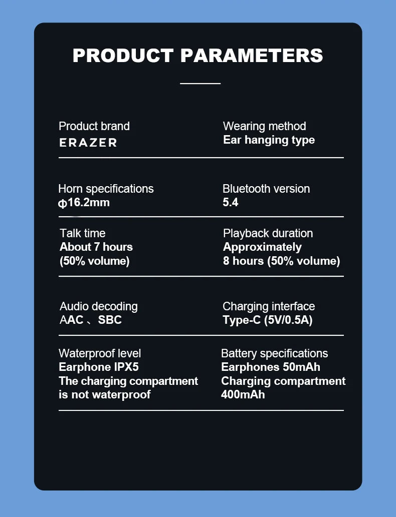Erazer XP2 AI Translator Earphones Bluetooth 5.4 OWS Color Screen Touch Support Waterproof