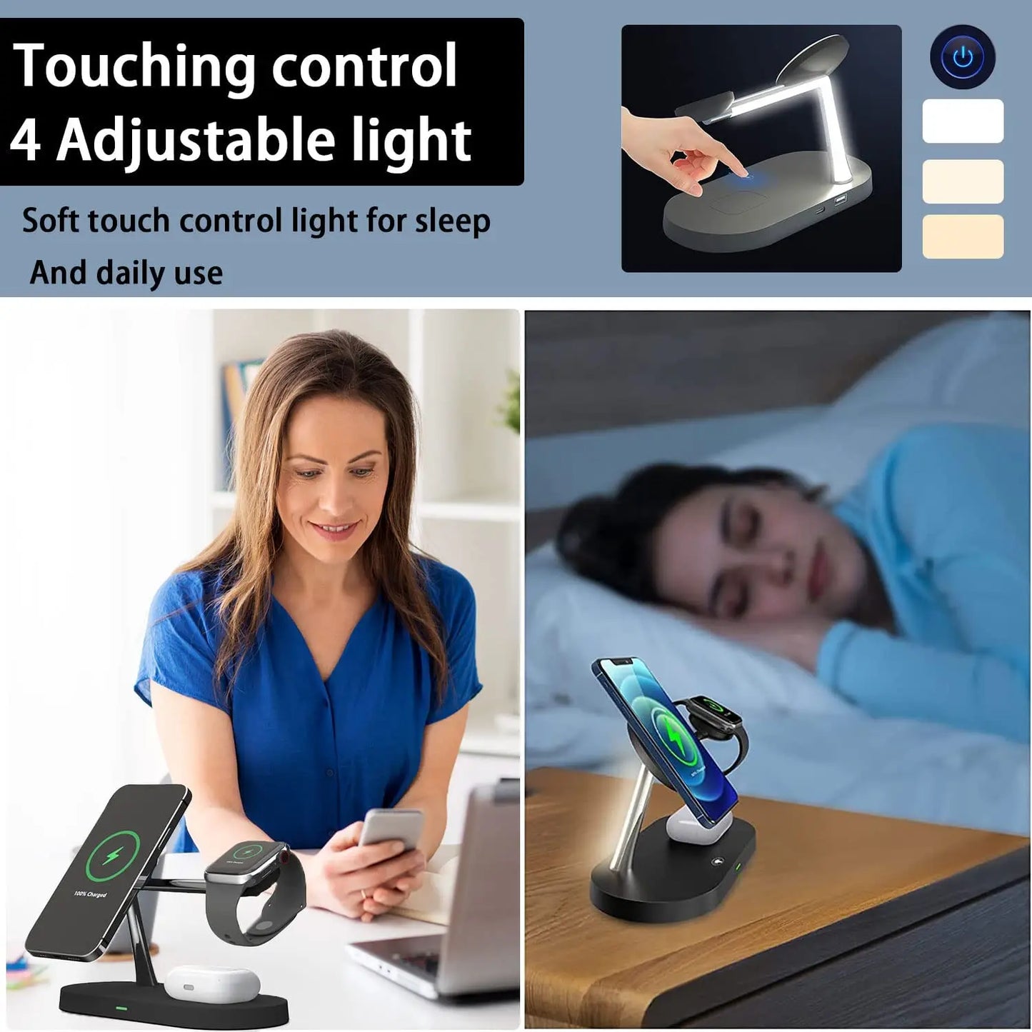 3 in 1 Wireless Charger Stand For iPhone 12 13 14 15 16 Fast Charging Station