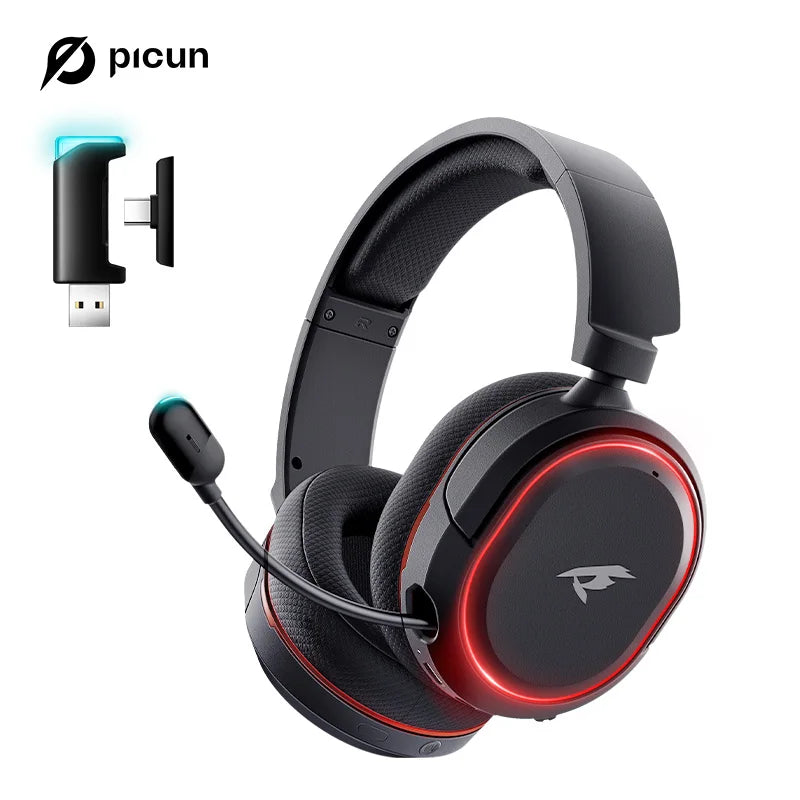 Picun G2 2.4G Wireless Gaming Headset Bluetooth Headphones ENC Mic For PC PS4 PS5 Phone Switch