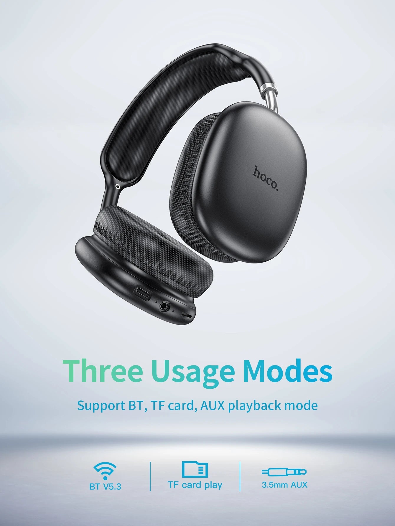 HOCO W35 Air Upgrade Wireless Bluetooth 5.3 Music Headphone Mic Driver 45H