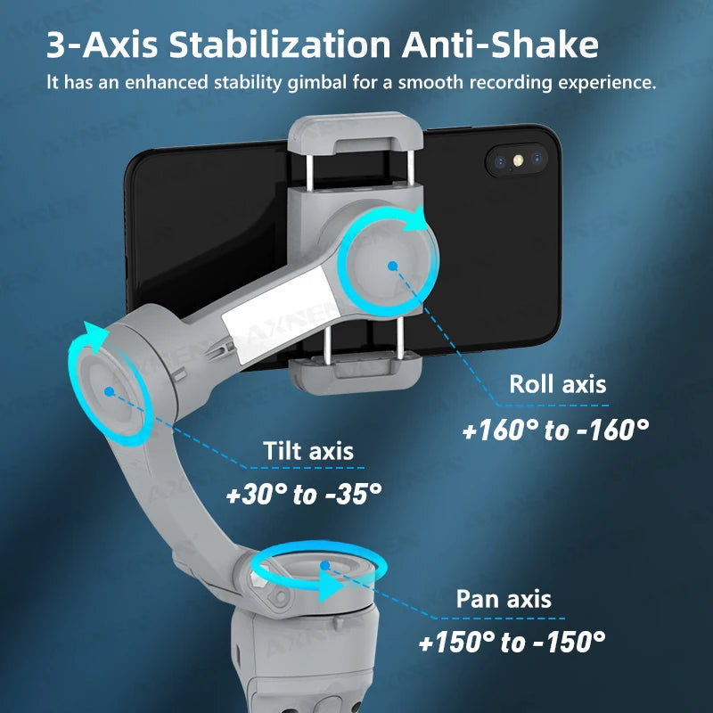 3 Axis Handheld Gimbal Stabilizer for Smartphone with Fill Light for iPhone Android