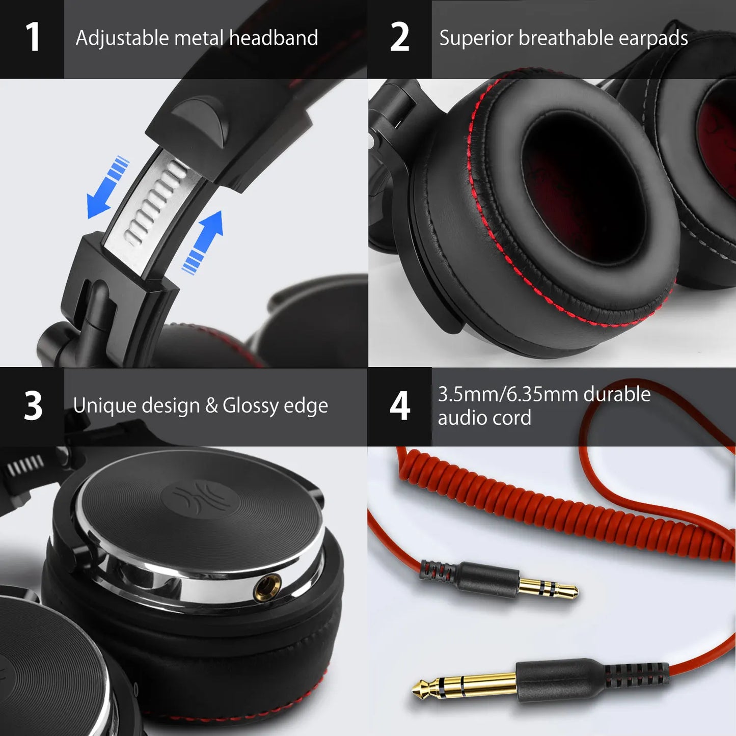 Oneodio Wired Headset Professional Studio Pro Headphones With Mic Dual-Duty Cable HiFi For Phone PC