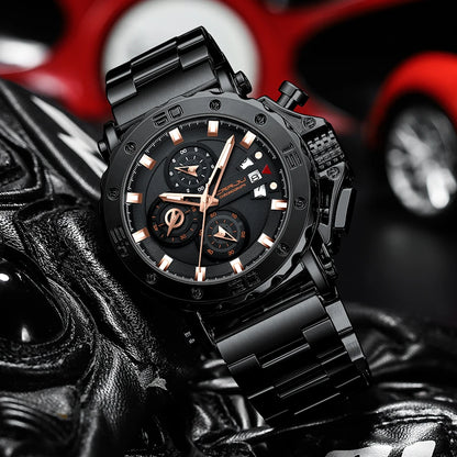 CRRJU Watch for Men Brand Luxury Big Dial Stainless Steel