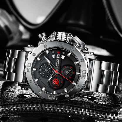 CRRJU Watch for Men Brand Luxury Big Dial Stainless Steel