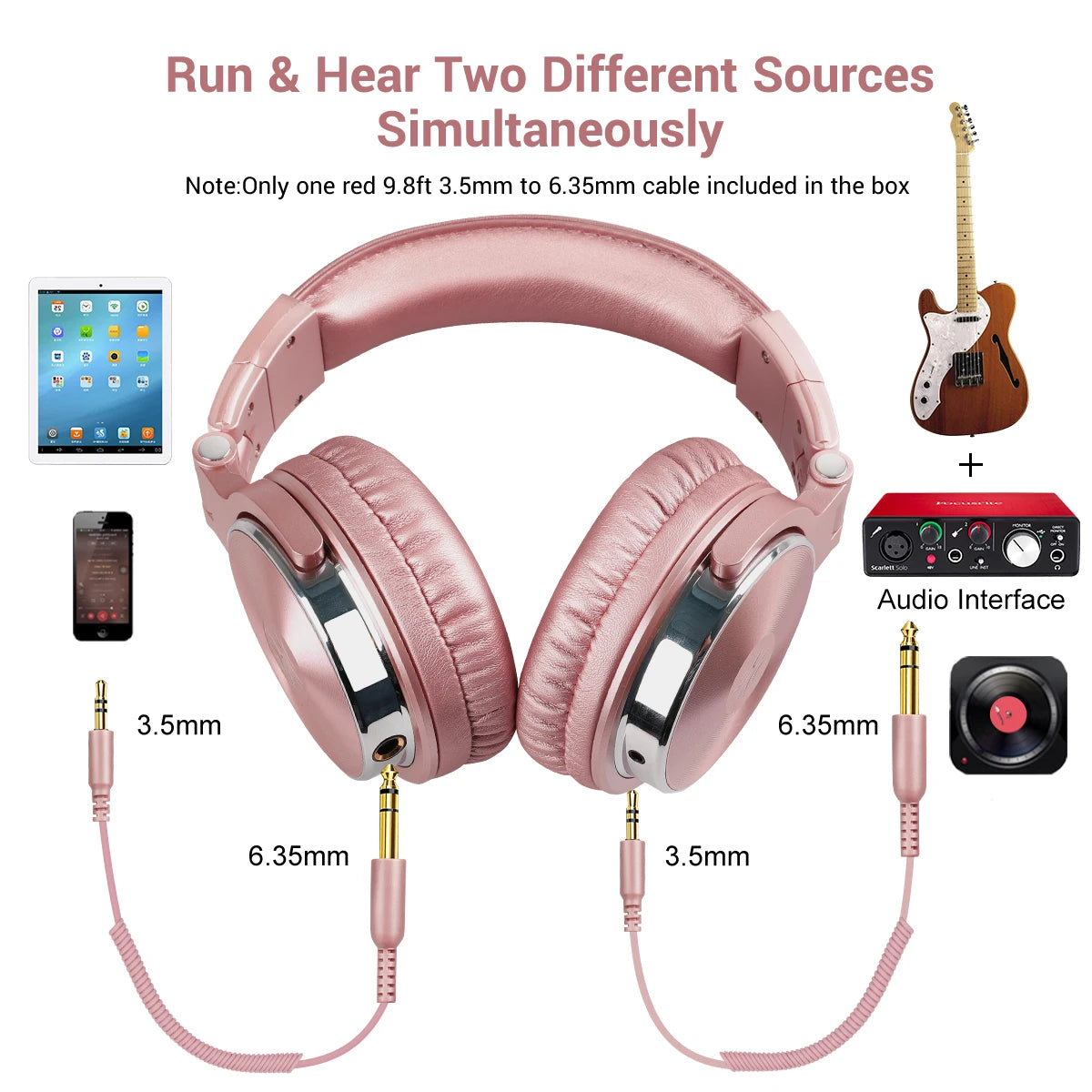 Oneodio Wired Headset Professional Studio Pro Headphones With Mic Dual-Duty Cable HiFi For Phone PC