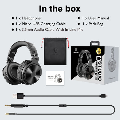 Oneodio Pro C Wireless Headphones Bluetooth 5.2, Deep Bass Stereo Earphones with Mic