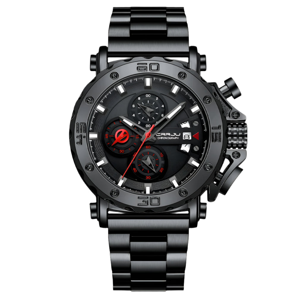 CRRJU Watch for Men Brand Luxury Big Dial Stainless Steel
