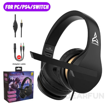 Foldable V6 Stero Gaming Headphone with Microphone Gaming headset For PS4 PC
