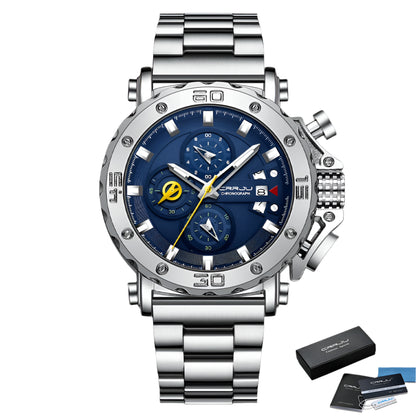 CRRJU Watch for Men Brand Luxury Big Dial Stainless Steel