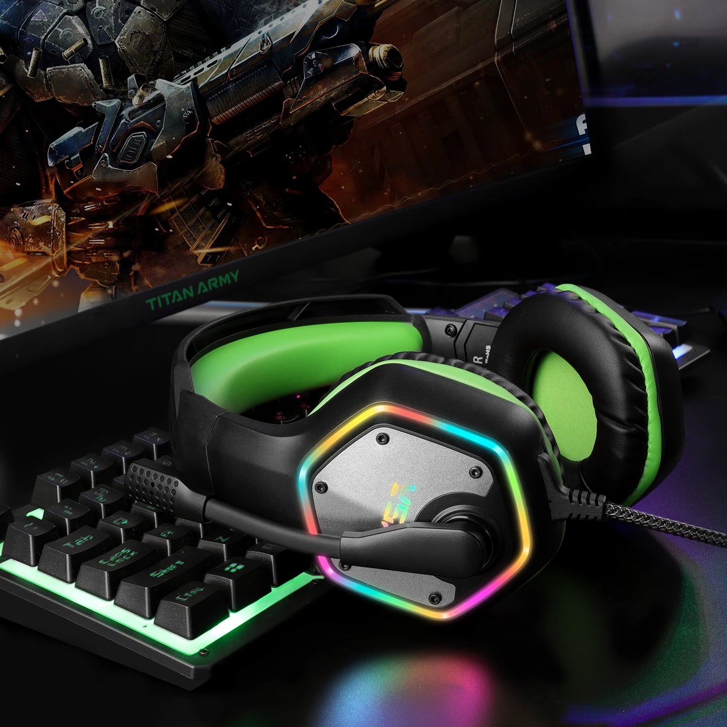 EKSA E1000 Gaming Headphones For PC/PS4/PS5 EKSA E1000 7.1 RGB Gaming Headset Gamer Noise Cancelling Mic