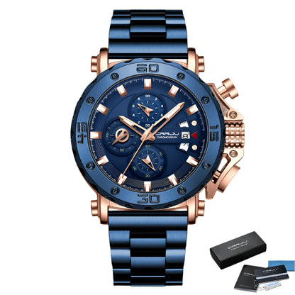CRRJU Watch for Men Brand Luxury Big Dial Stainless Steel