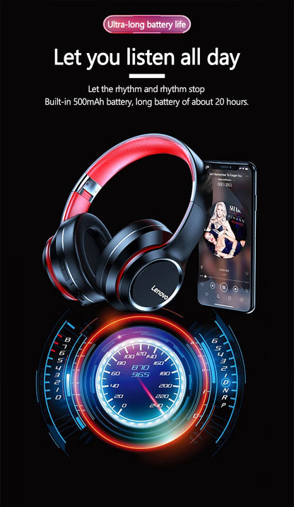 Lenovo HD200 Bluetooth Earphones Wireless Headphones Noise Cancellation HIFI Stereo Gaming Headset