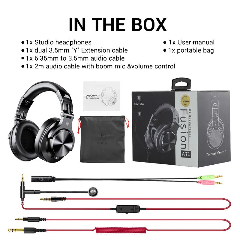 Oneodio A71 Wired Over Ear Headphone With Mic Studio DJ Headphones