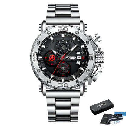 CRRJU Watch for Men Brand Luxury Big Dial Stainless Steel