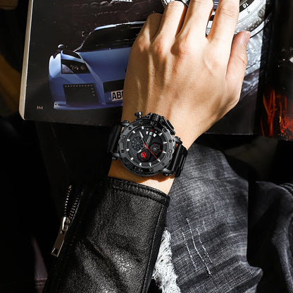 CRRJU Watch for Men Brand Luxury Big Dial Stainless Steel