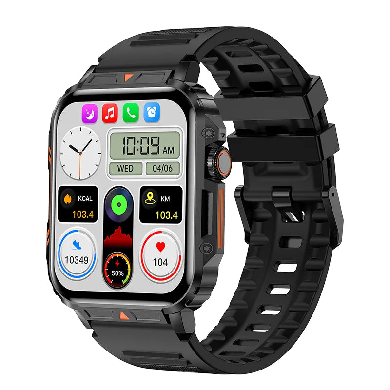 Military Men Smart Watch Health Monitor Bluetooth Call Smartwatch Fitness