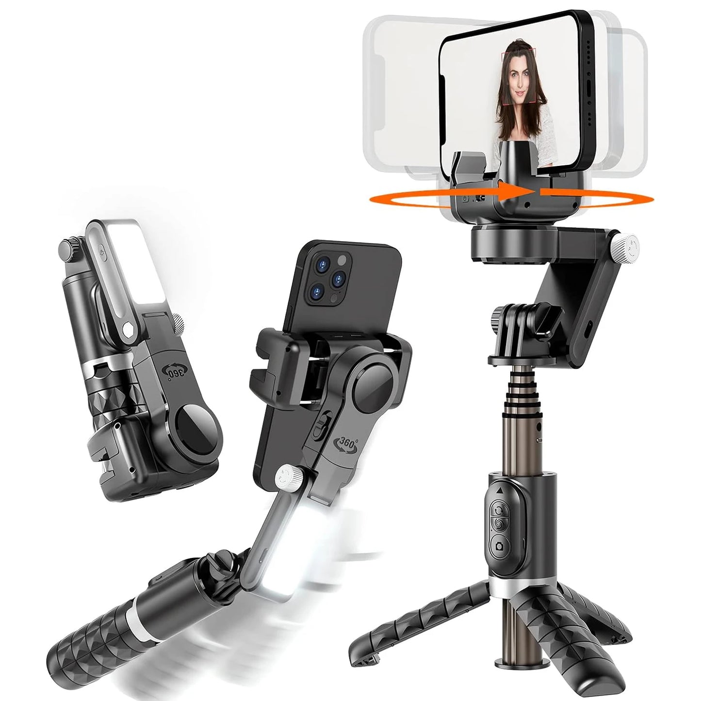 360° Rotation Following Shooting Mode 2-Axis Gimbal Stabilizer For iPhone Tiktok Photography