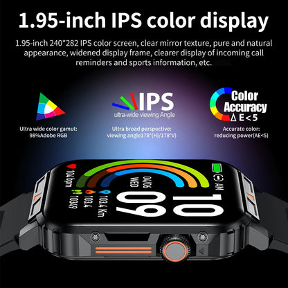 Military Men Smart Watch Health Monitor Bluetooth Call Smartwatch Fitness