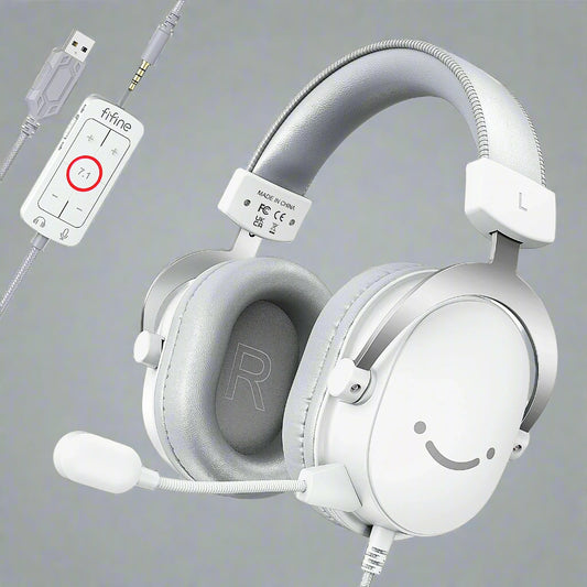 FIFINE USB Gaming Headset with 7.1 Surround Sound/3.5mm Jack Headphone for PC PS4/5 Xbox Ampligame H9W