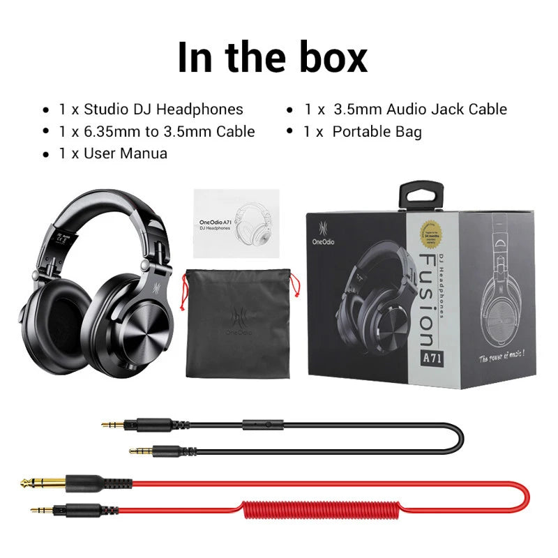 Oneodio A71 Wired Over Ear Headphone With Mic Studio DJ Headphones
