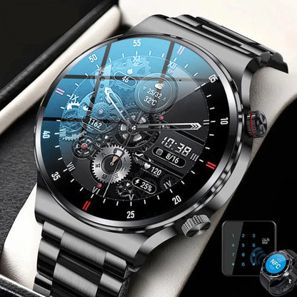 Luxury Smart Watches Men NFC BT Call Fitness Waterproof Sports Wrist Intelligent Smartwatches