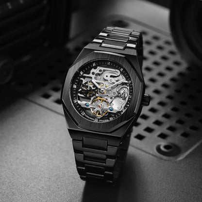 Forsining Casual  Mechanical Watch for Men Luminous Hands Stainless Steel Strap Men's Watches