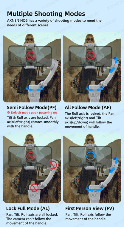 3 Axis Handheld Gimbal Stabilizer for Smartphone with Fill Light for iPhone Android