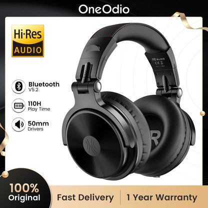 Oneodio Pro C Wireless Headphones Bluetooth 5.2, Deep Bass Stereo Earphones with Mic