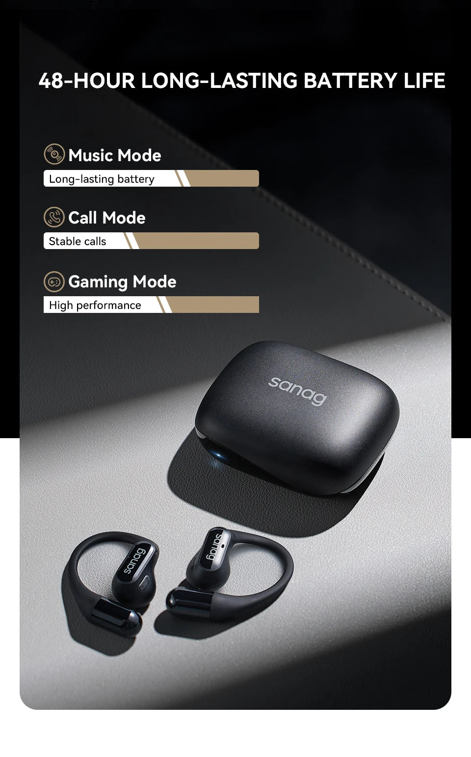 Sanag G6S Open Ear Bluetooth Earphone Ear Hook OWS Wireless Headphone HiFi Sound Earbuds for Sport