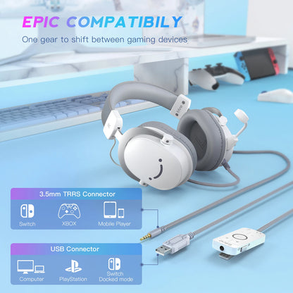 FIFINE USB Gaming Headset with 7.1 Surround Sound/3.5mm Jack Headphone for PC PS4/5 Xbox Ampligame H9W
