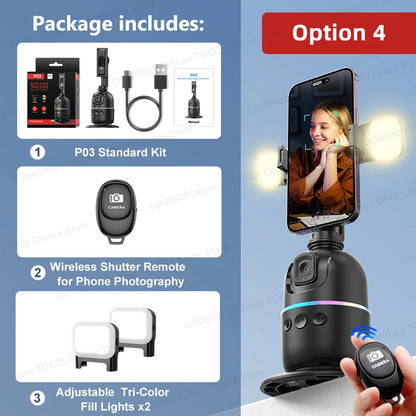 Auto Face Tracking Gimbal AI Smart 360° Rotation Desktop Phone Holder