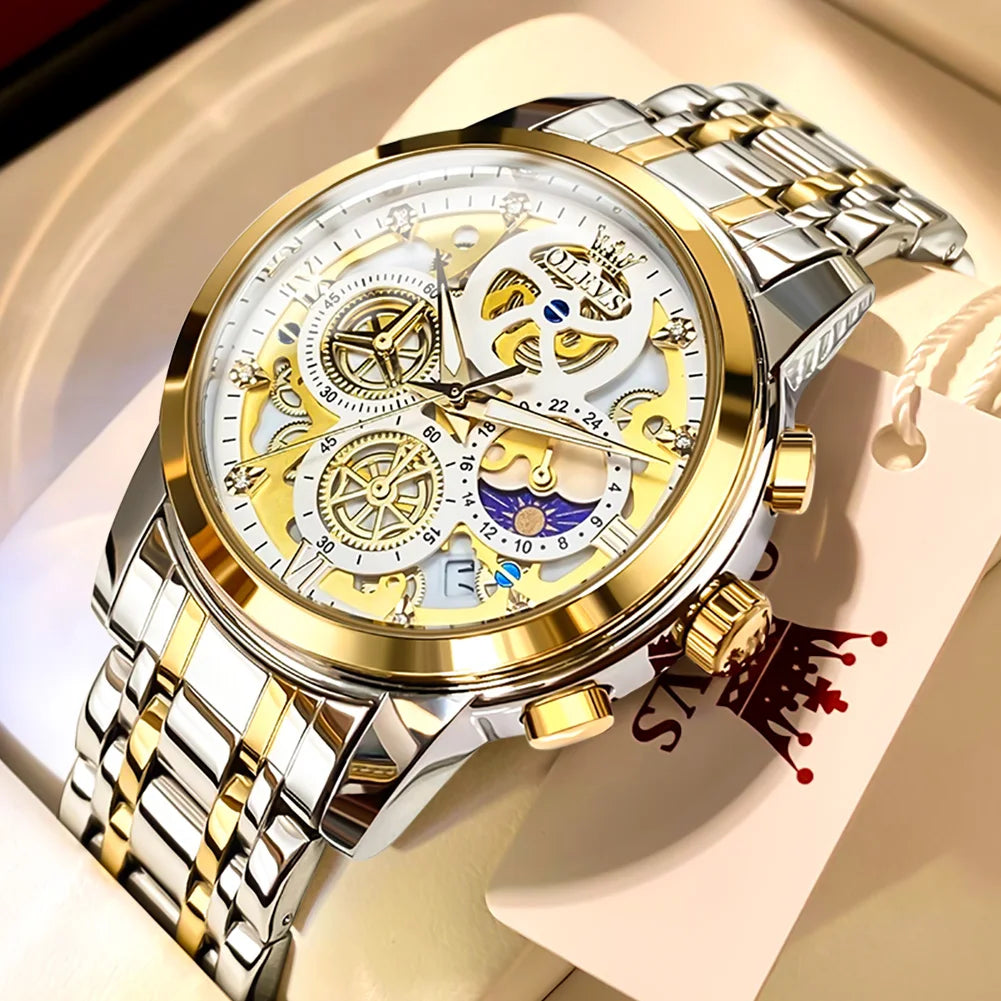 OLEVS Men's Watches Brand Luxury Original Waterproof Quartz Gold Style