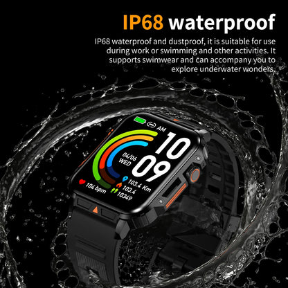 Military Men Smart Watch Health Monitor Bluetooth Call Smartwatch Fitness