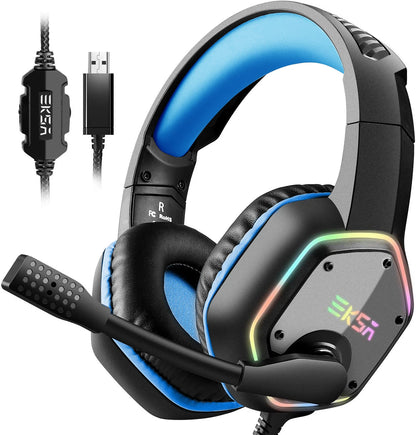 EKSA E1000 Gaming Headphones For PC/PS4/PS5 EKSA E1000 7.1 RGB Gaming Headset Gamer Noise Cancelling Mic