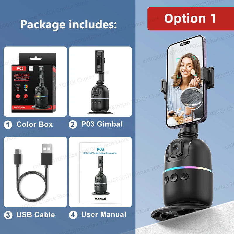 Auto Face Tracking Gimbal AI Smart 360° Rotation Desktop Phone Holder